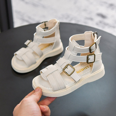 Детски кожени сандали с катарама в два цвята