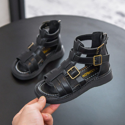 Детски кожени сандали с катарама в два цвята