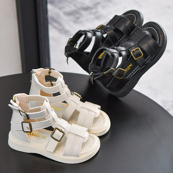 Детски кожени сандали с катарама в два цвята