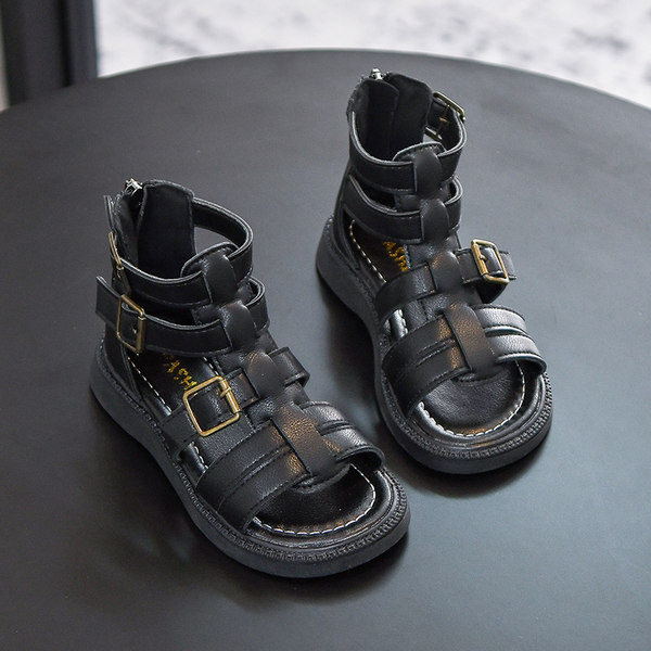 Детски кожени сандали с катарама в два цвята