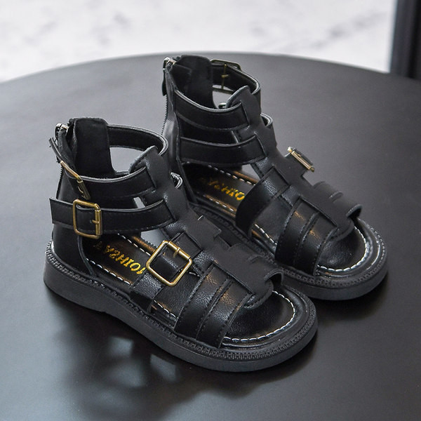 Детски кожени сандали с катарама в два цвята