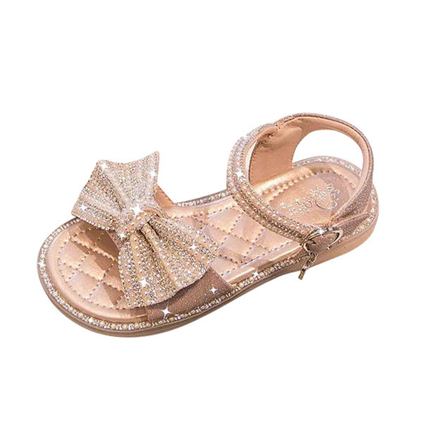 Сандали за момичета с лъскав ефект и панделка