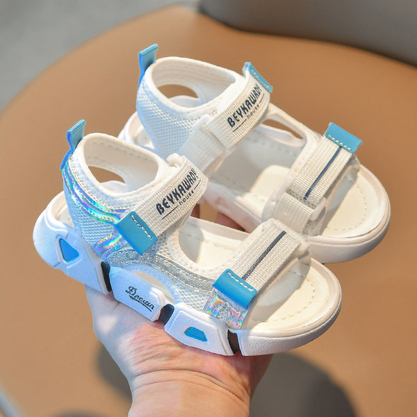 Текстилни сандали с велкро закопчаване и надпис 