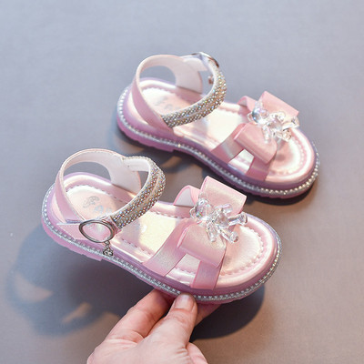 Детски сандали с камъни в два цвята