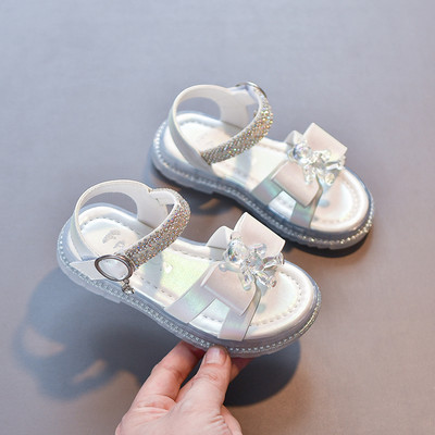 Детски сандали с камъни в два цвята