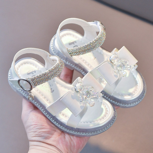 Детски сандали с камъни в два цвята 