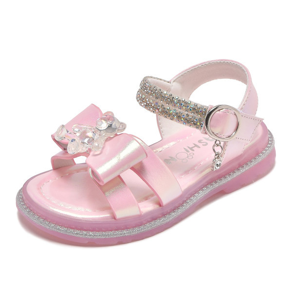 Детски сандали с камъни в два цвята 