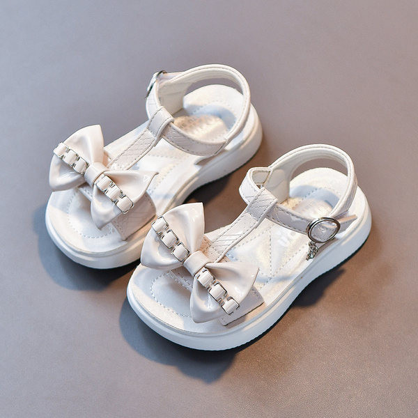 Нов модел детски кожени сандали с панделка за момичета