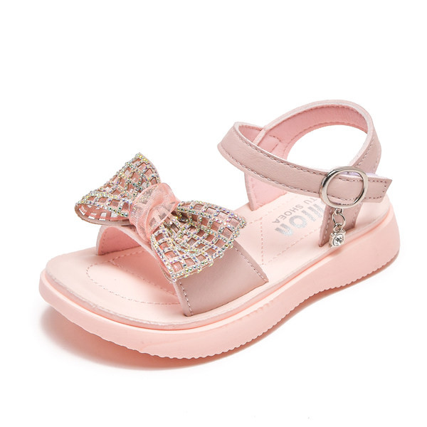 Сандали за момичета с панделка с лъскав ефект