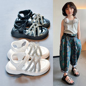 Детски сандали с камъни в бял и черен цвят