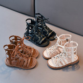 Детски сандали с връзки и закопчаване с цип