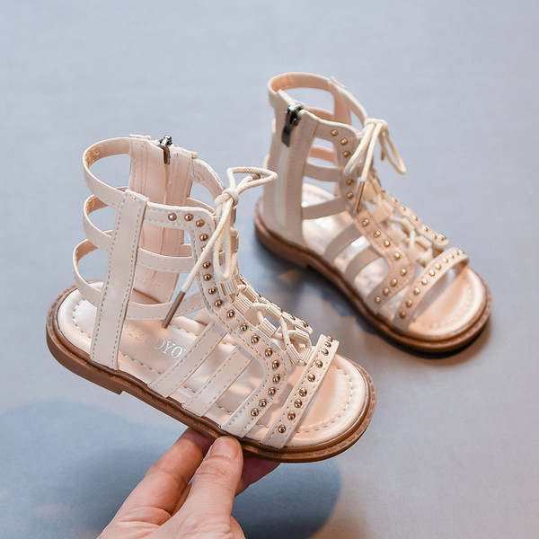 Детски сандали с връзки и закопчаване с цип