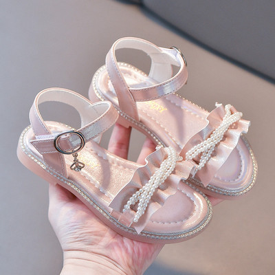 Ежедневни детски момичешки сандали с перли
