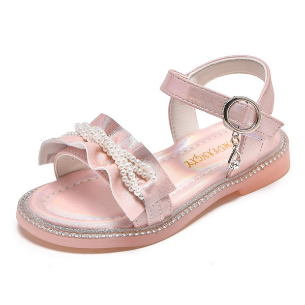 Ежедневни детски момичешки сандали с перли