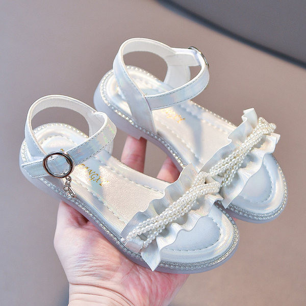 Ежедневни детски момичешки сандали с перли
