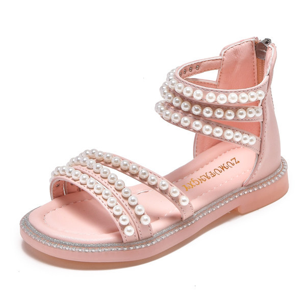 Детски сандали с перли в три цвята