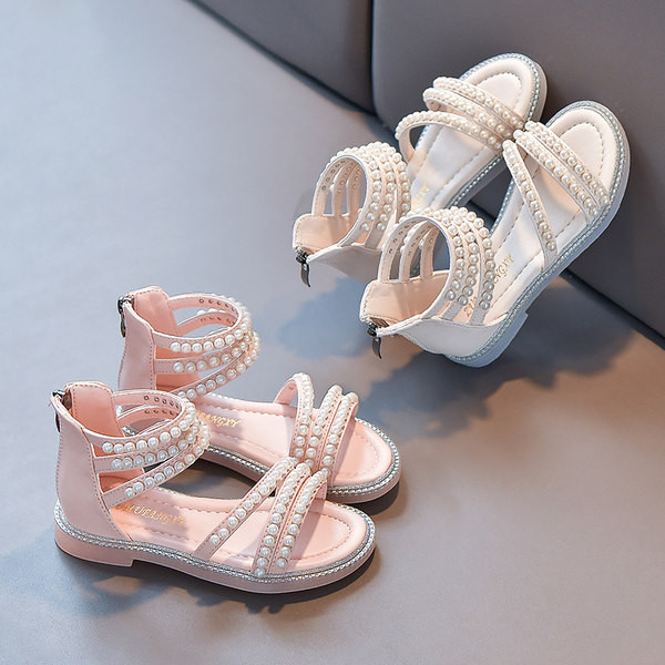 Детски сандали с перли в три цвята