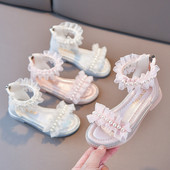 Сандали за момичета с цип перли и декоративни камъни