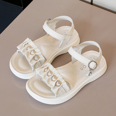 Сандали за момичета с каишки от еко кожа и набран ефект