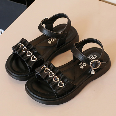 Сандали за момичета с каишки от еко кожа и набран ефект