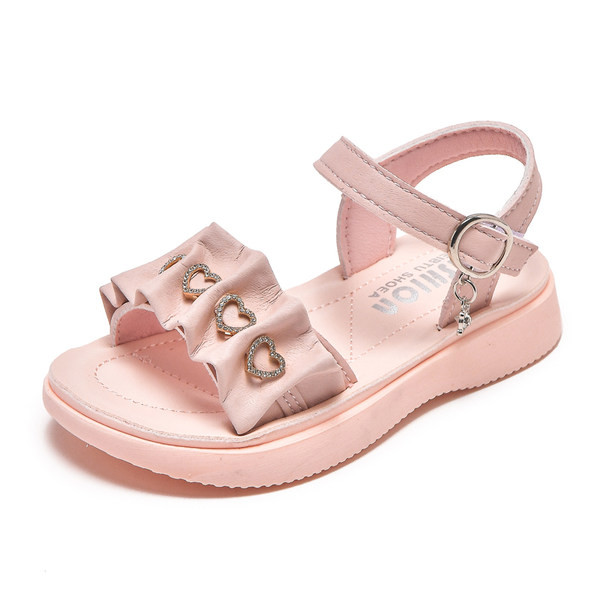 Сандали за момичета с каишки от еко кожа и набран ефект