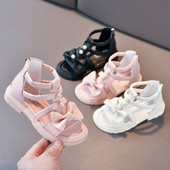 Ежедневни детски сандали с панделка и перли