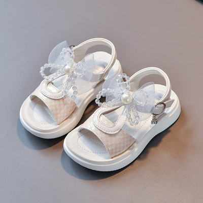 Сандали за момичета с панделка от мъниста