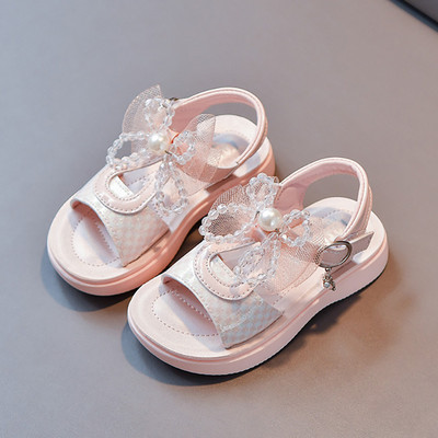 Сандали за момичета с панделка от мъниста