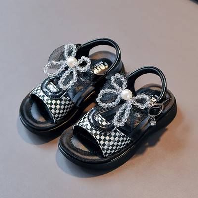 Сандали за момичета с панделка от мъниста