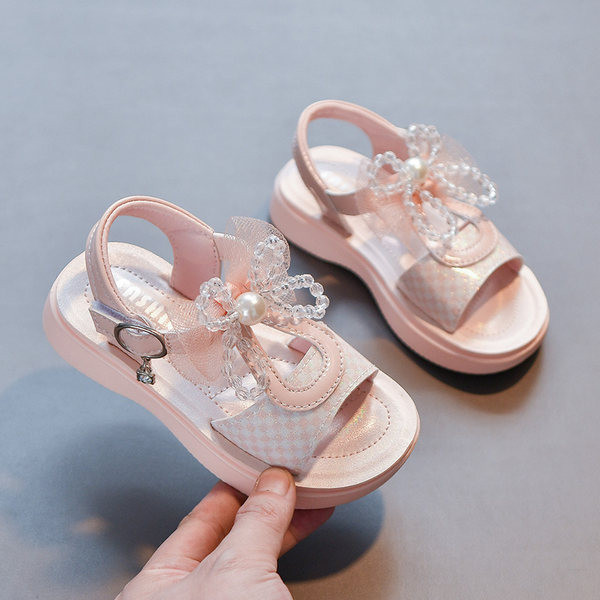 Сандали за момичета с панделка от мъниста