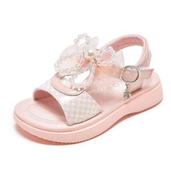 Сандали за момичета с панделка от мъниста