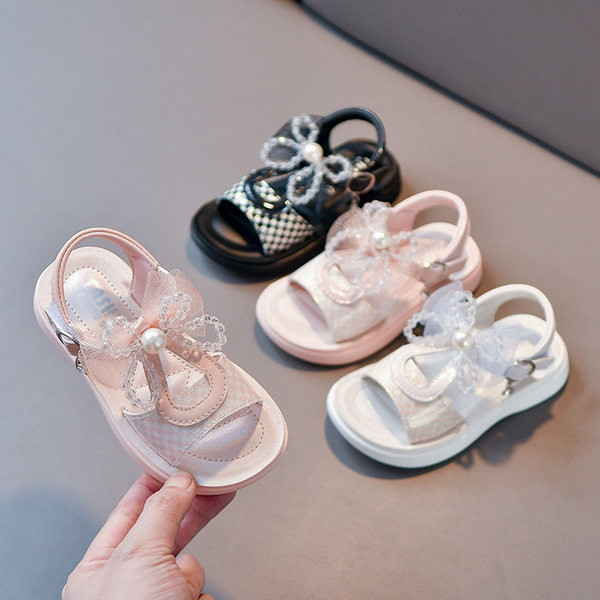 Сандали за момичета с панделка от мъниста