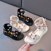 Нов модел детски сандали с кожени каишки и пулове