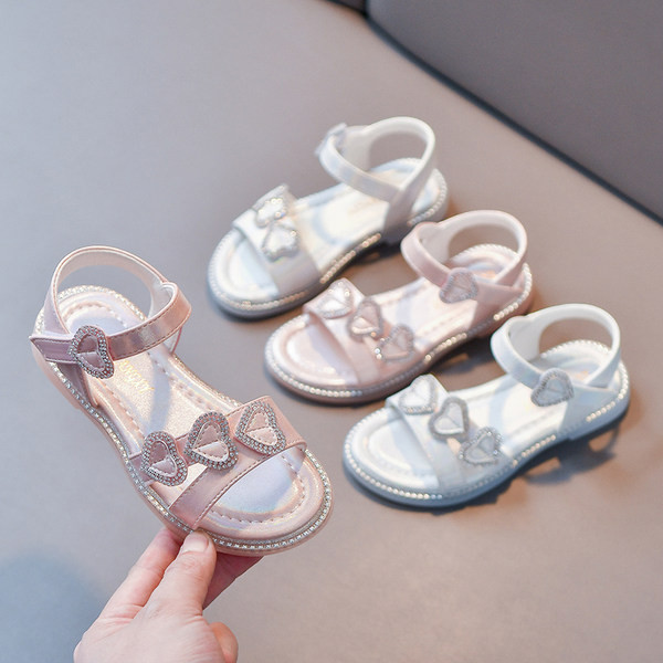 Детски сандали с камъни в два цвята