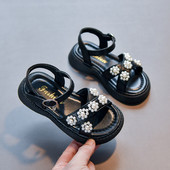 Нов модел детски кожени сандали с перли