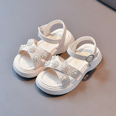 Нов модел детски кожени сандали с перли