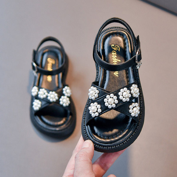 Нов модел детски кожени сандали с перли