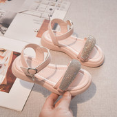 Детски сандали с каишка от еко кожа и декоративни камъни