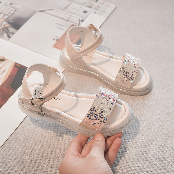 Детски сандали с камъни в два цвята