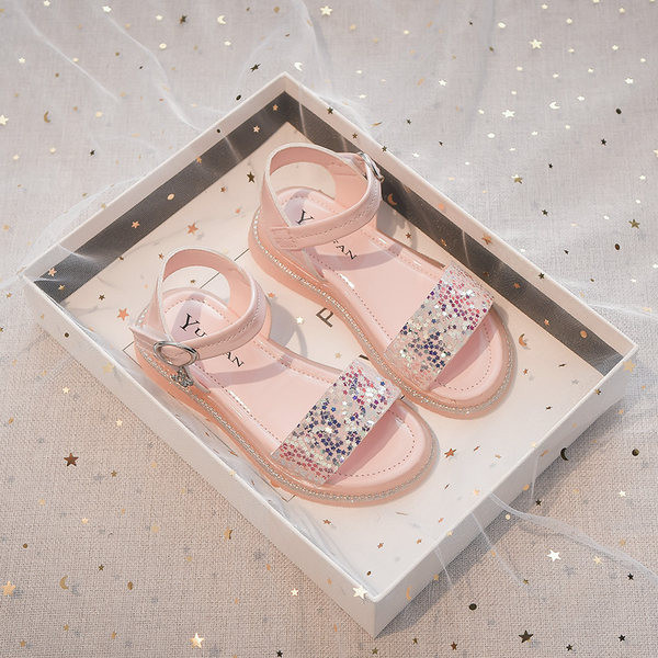 Детски сандали с камъни в два цвята