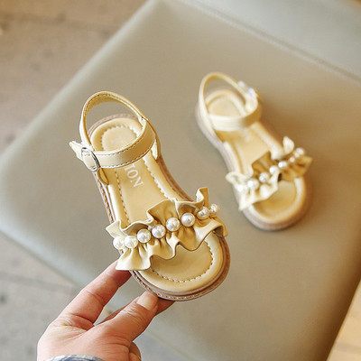 Нов модел сандали за момичета от еко кожа с перли