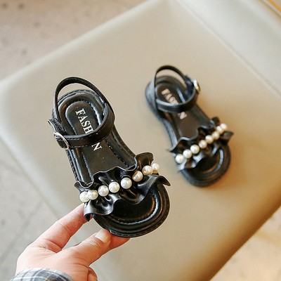 Нов модел сандали за момичета от еко кожа с перли