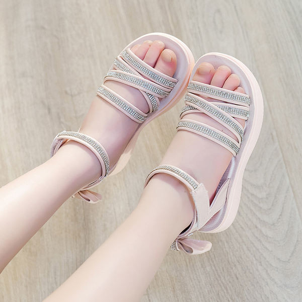 Летни детски сандали с камъни за момичета