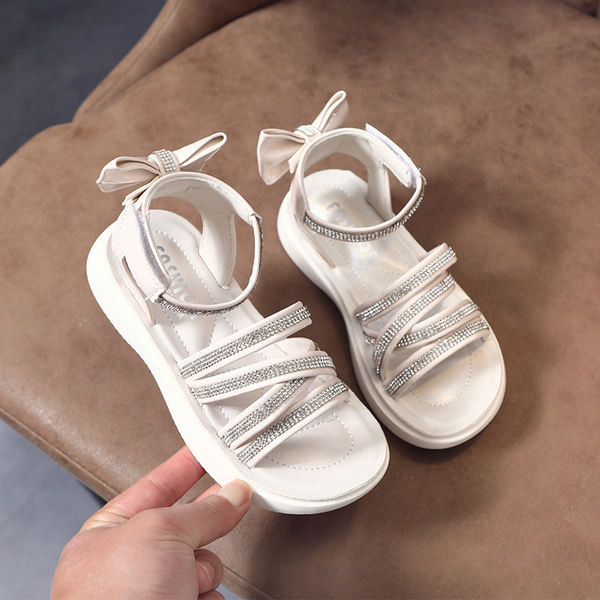 Летни детски сандали с камъни за момичета