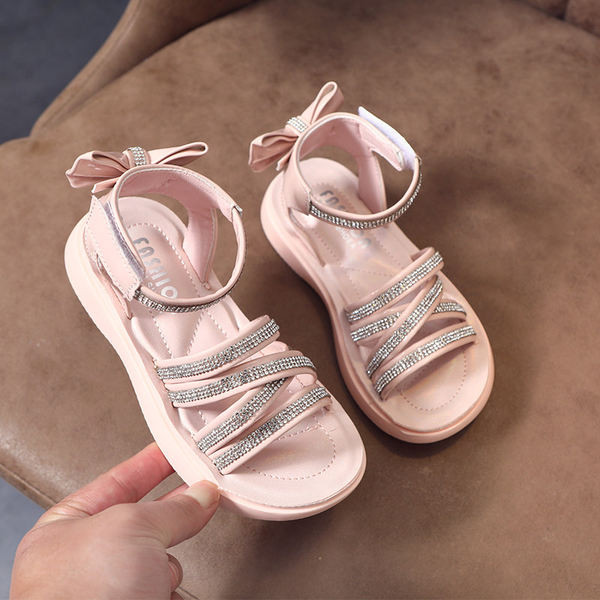 Летни детски сандали с камъни за момичета