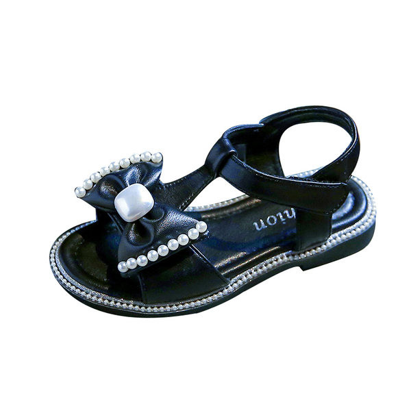 Нов модел детски сандали за момичета с панделка и декорация перли