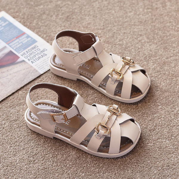 Детски кожени сандали с метална декорация - два цвята