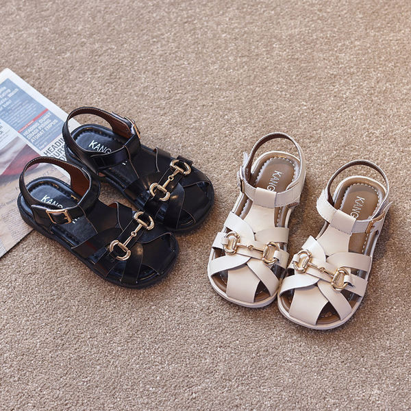 Детски кожени сандали с метална декорация - два цвята