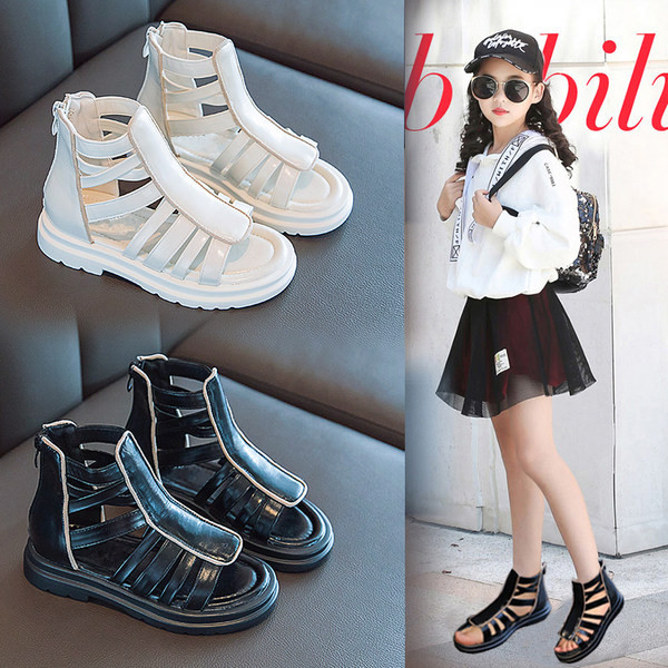 Детски кожени сандали с цип в два цвята