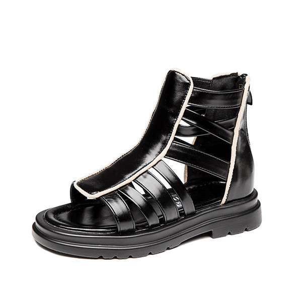 Детски кожени сандали с цип в два цвята